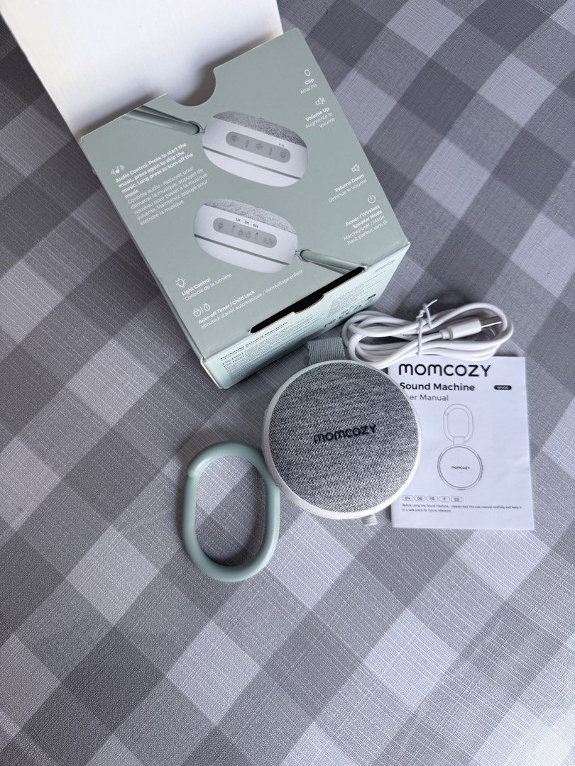 Momcozy Portable Sound Machine (Category: Other Home Appliances) located in Tanza. Submitted by mightystar-133e08 (Listing ID 1435724881, Image 3). Description: - Momcozy VN06 Sound Machine - 20 soothing sounds - Integrated night light - Includes USB charging cable - Comes with user manual - Features a hanging loop - Volume and light controls are indicated on the box -slightly negotiable .