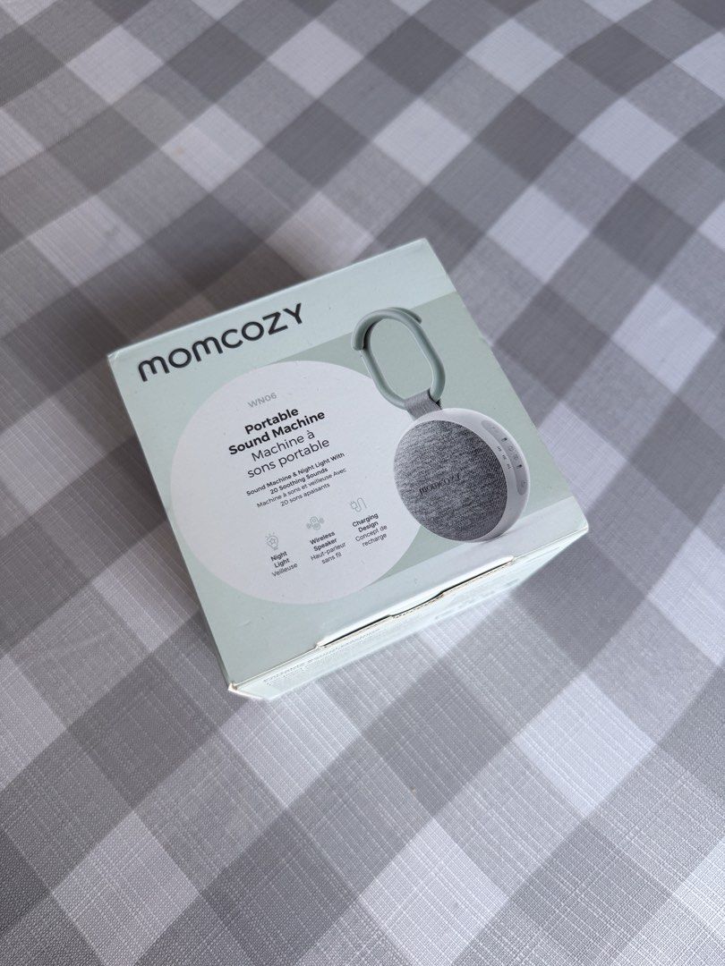 Momcozy Portable Sound Machine (Category: Other Home Appliances) located in Tanza. Submitted by mightystar-133e08 (Listing ID 1435724881, Image 2). Description: - Momcozy VN06 Sound Machine - 20 soothing sounds - Integrated night light - Includes USB charging cable - Comes with user manual - Features a hanging loop - Volume and light controls are indicated on the box -slightly negotiable .