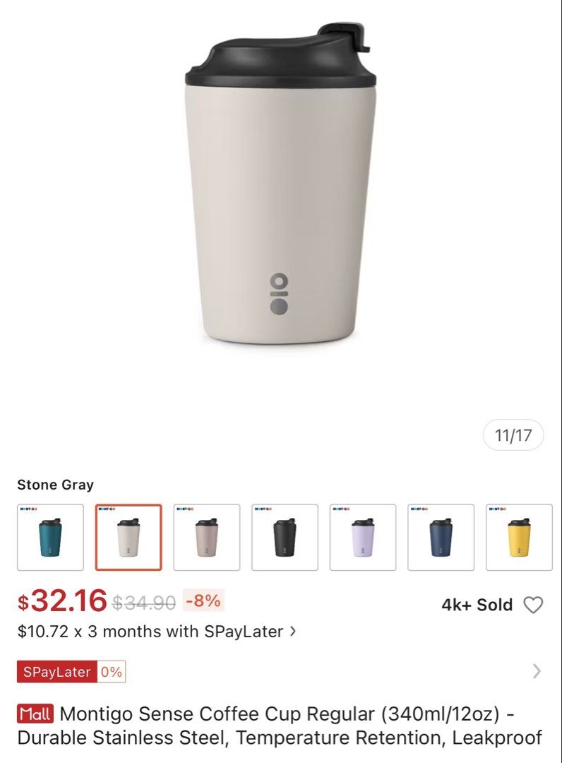 Montigo Sense Coffee Cup - Stone Grey443842645459609602