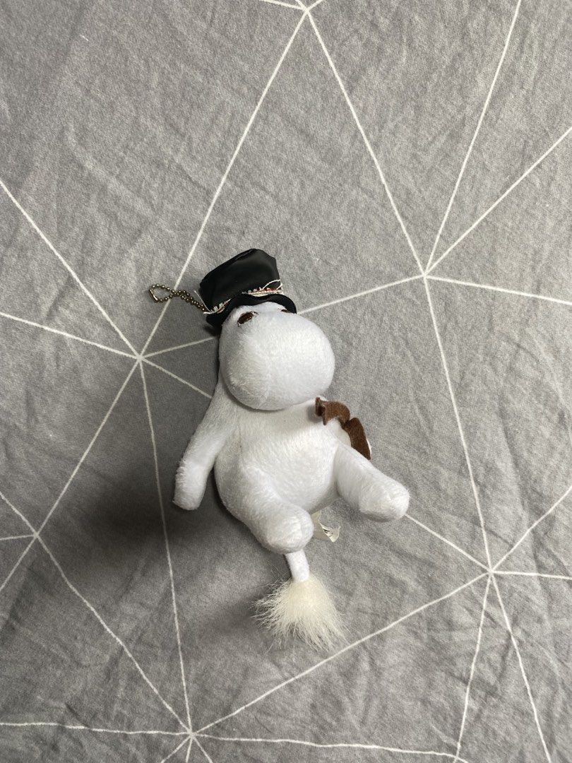 Moomin with Top Hat keychain charm (Category: Character Goods) located in Kalibo. Submitted by ollie_stuffshop (Listing ID 1435854728, Image 1). Description: Before you send your inquiries: ❗️Last Price is already posted ❗️Manage your expectations, WYSIWYG ❗️Some may need washing ❗️Shipping day is every weekends - Moomin plush toy - Features a top hat - White body - Fluffy tail - Includes a small tag - Perfect for collectors or gifts.