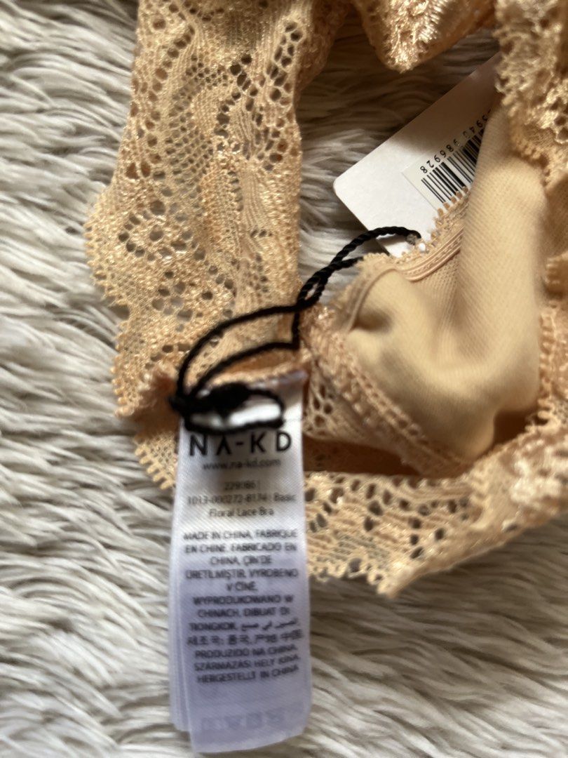 NA-KD Basic Floral Lace Bra (Category: Undergarments & Loungewear) located in Cebu City. Submitted by styleoptions (Listing ID 1435725601, Image 3). Description: - NA-KD Basic Floral Lace Bra - Color: Buff Beige - Size: S - Design: Floral lace - Features: Adjustable straps - Condition: New with tag - Origin: Made in China - Perfect for everyday wear or special occasions. -Slightly Negotiable.