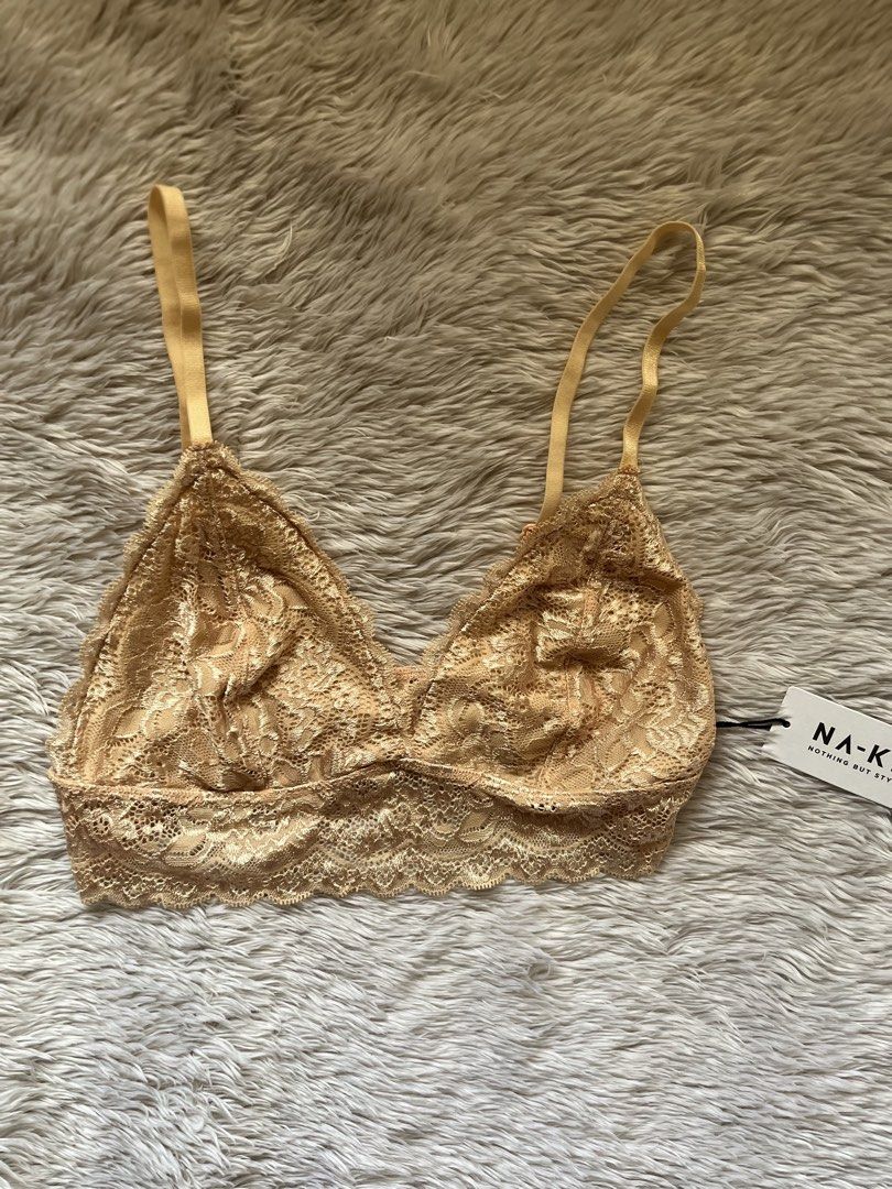 NA-KD Basic Floral Lace Bra (Category: Undergarments & Loungewear) located in Cebu City. Submitted by styleoptions (Listing ID 1435725601, Image 1). Description: - NA-KD Basic Floral Lace Bra - Color: Buff Beige - Size: S - Design: Floral lace - Features: Adjustable straps - Condition: New with tag - Origin: Made in China - Perfect for everyday wear or special occasions. -Slightly Negotiable.