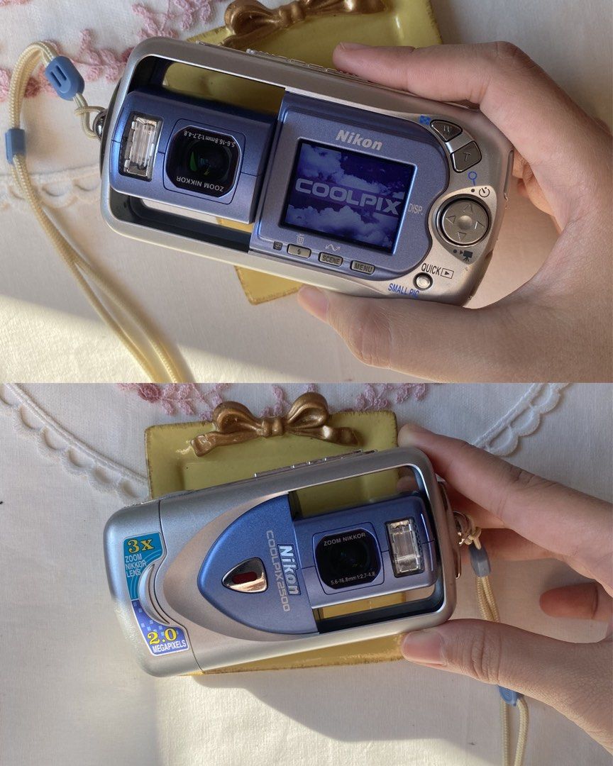 Nikon Coolpix 2500 (Category: Cameras) located in Quezon City. Submitted by helloclassiques (Listing ID 1435871888, Image 2). Description: Compact digicam with swivel/rotating lens! 📸 All buttons and flash are working. Clear lens and LCD— no dead pixel. 🫧☁️ Comes with its original box and accessories! 📦👾 Specs: 2 MP 3x optical zoom 1.5” LCD CCD sensor CF Card Memory Type With English language Ready to use! ✨ Inclusions: Orginal box with acces