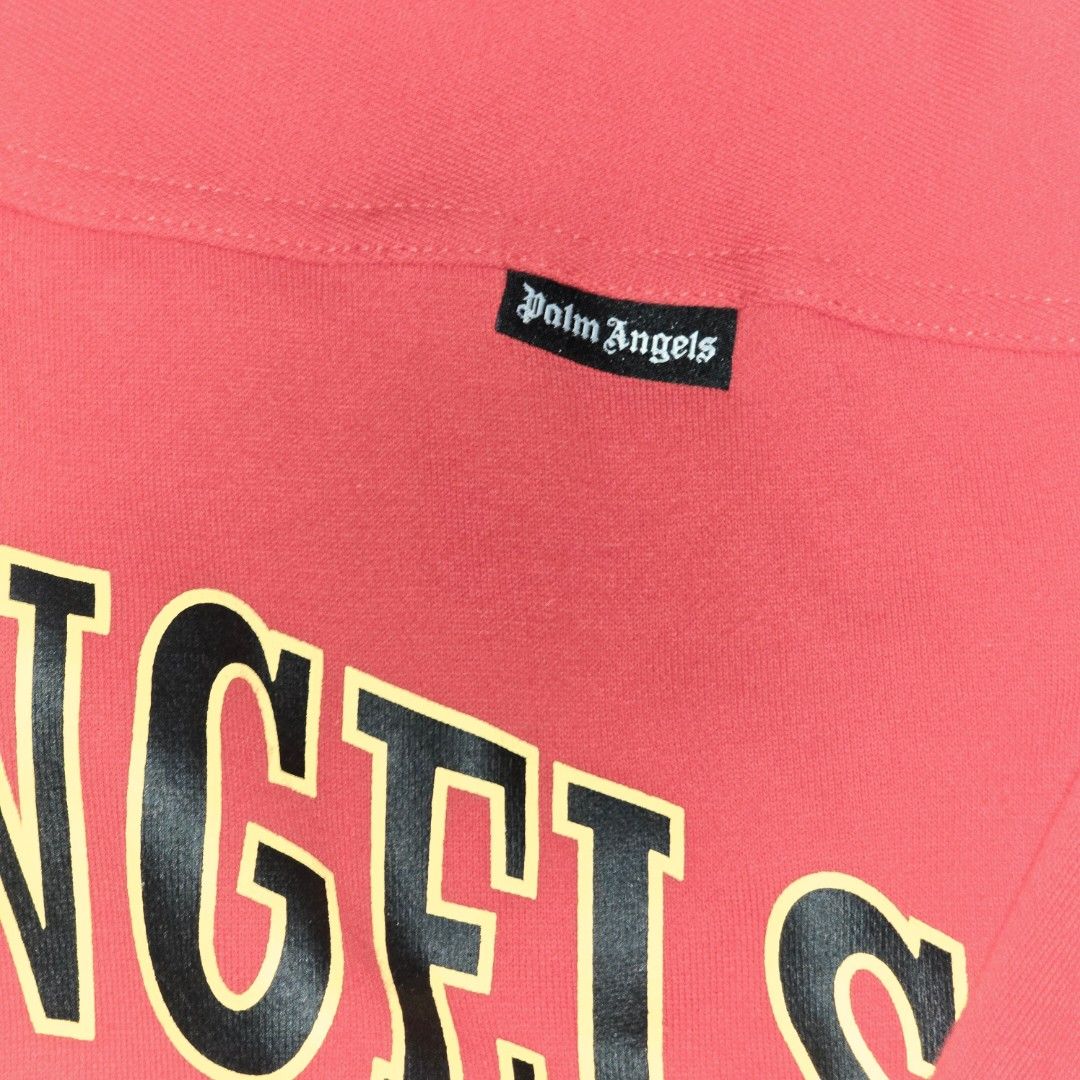 [ORIGINAL] Palm Angels Hoodie (Category: Coats, Jackets and Outerwear) located in Manila. Submitted by rightsideup.archives (Listing ID 1435759512, Image 2). Description: GOOD CONDITION Bought in Dubai Color was white washed in picture due to the flash but actual color is a very bold red! SIZE XXL Dimensions: -Length from Collar 67 CM -Overall Length from Top of Hood 104 CM -Pit to Pit 64 CM -Arm Hole 28. 5 CM -Arm Length 56 CM Tag was taken out,