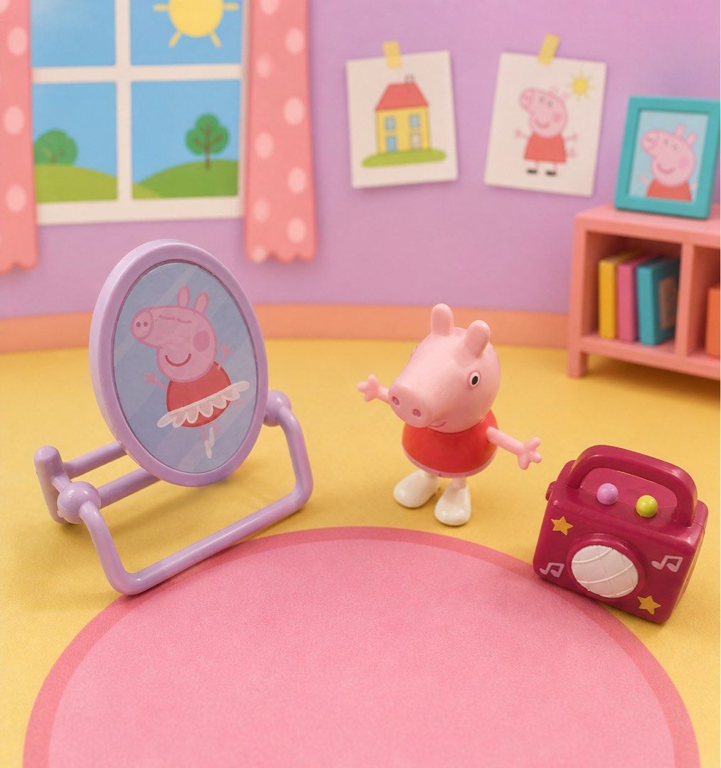 Peppa Pig Ballet Figure Set (Category: Kids Toys) located in Muntinlupa City. Submitted by nonhoarder (Listing ID 1432026178, Image 1). Description: - Peppa Pig figure set - Includes: - Peppa Pig figure (red dress, white shoes) - Mirror (Peppa in ballet outfit) - Red radio (star and musical note details) - Great for Peppa Pig fans!.