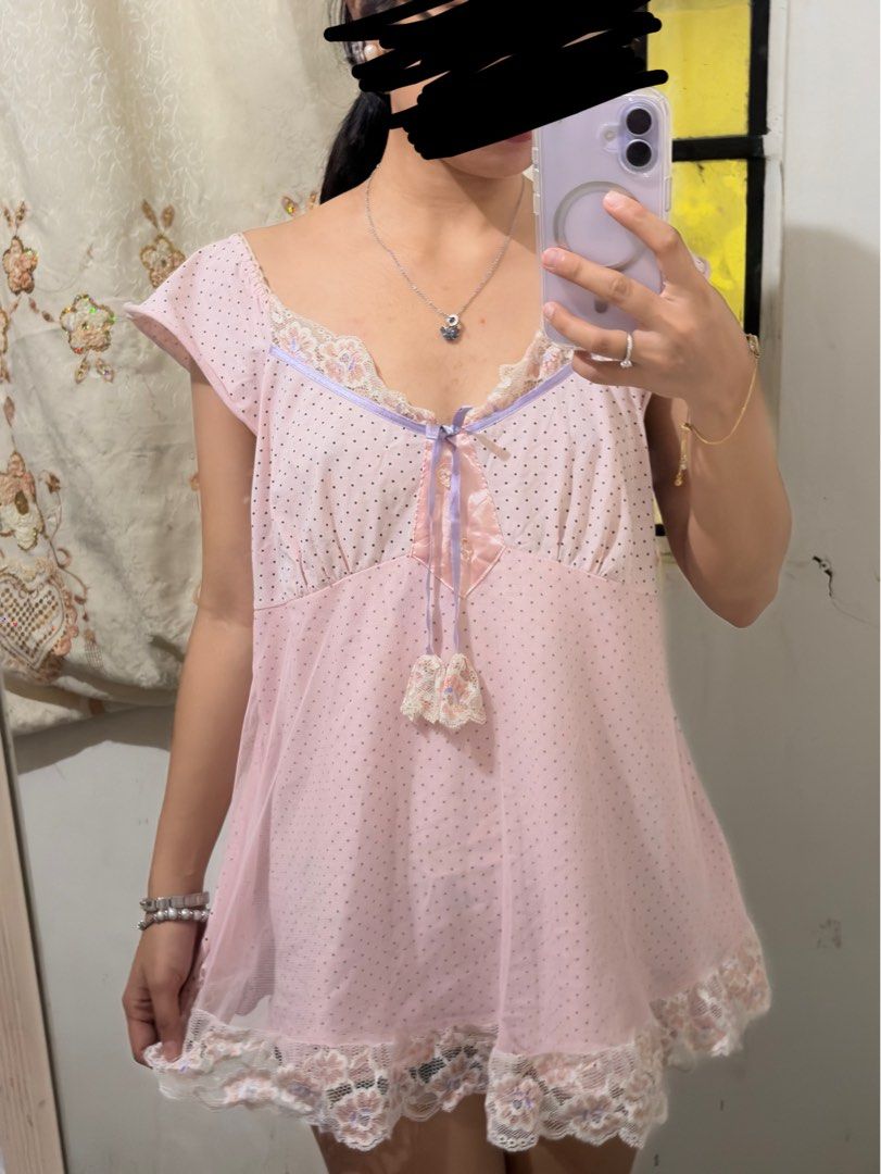 Pink Lace Y2K Sleepwear (Category: Blouses) located in Tarlac. Submitted by _its.ayaaaa (Listing ID 1435747990, Image 3). Description: .