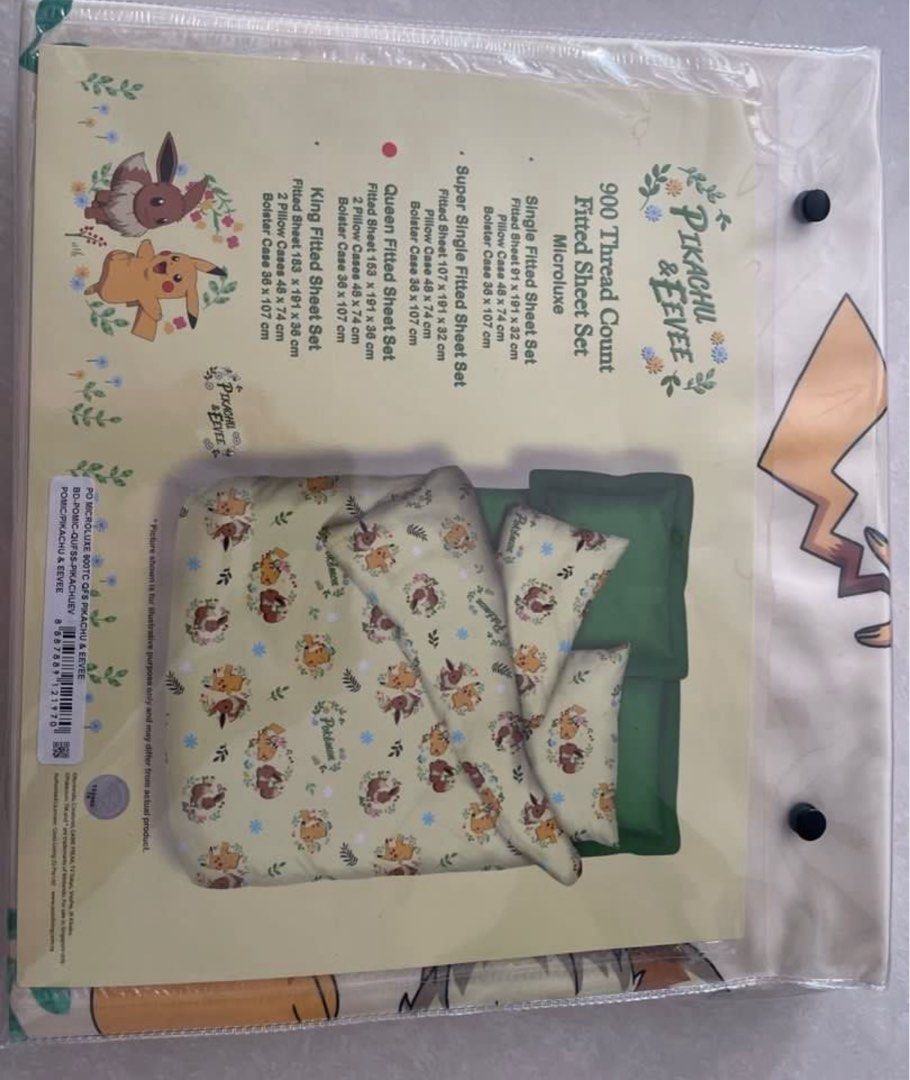 Pokemon Pikachu & Eevee 900 Thread Count Bedding Set