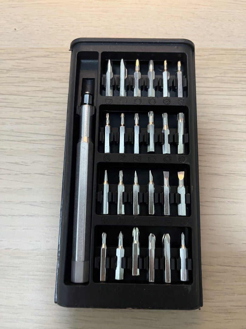 Precision Screwdriver Set with Multiple Bits (Category: Home Improvement Tools & Accessories) located in Singapore. Submitted by idnrabm (Listing ID 1435850149, Image 1). Description: - Precision screwdriver set - Includes various bits for different screw types - Comfortable handle - Comes with a case for easy storage - Perfect for small electronics and glasses.