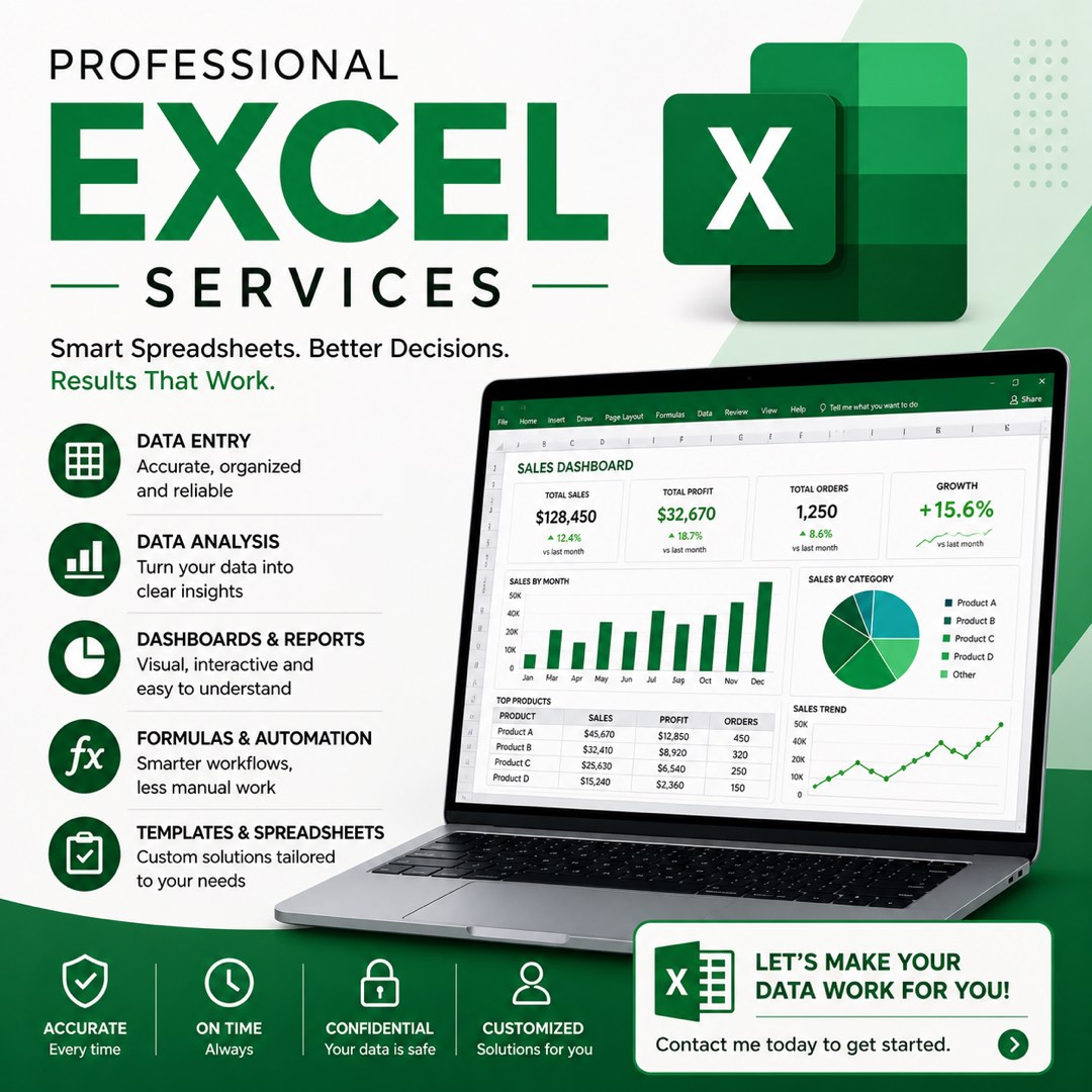 Professional Excel Services - Data Analysis & Dashboards, Computers ...