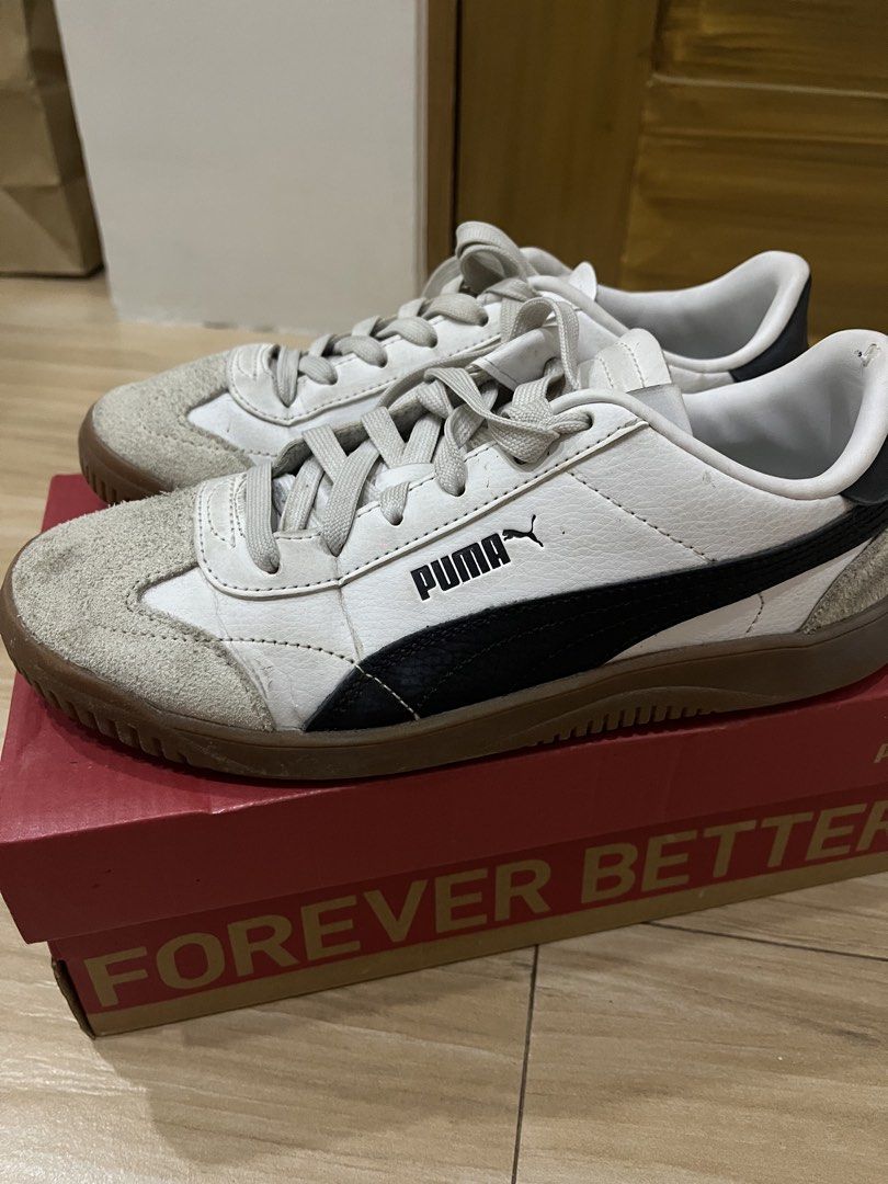 Puma Club 5v5 SD Sneakers (Category: Sneakers) located in Paranaque City. Submitted by mscgax (Listing ID 1435887903, Image 1). Description: - Puma Club 5v5 SD sneakers - Color: White, black, and gray - Features: White upper, black stripes, gray suede accents - Size: 38 EUR / 5 UK / 6 US - Condition: Excellent - Includes original box - bought in store for 4k - RFS: decluttering - price still negotiable.