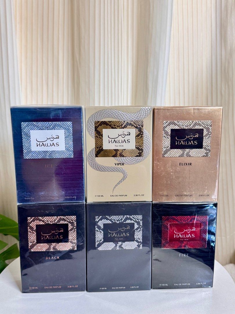 Rasasi Hawas Viper For Him 100ml (Category: Fragrance & Deodorants) located in Dasmarinas. Submitted by ryscentph (Listing ID 1435842423, Image 3). Description: - Rasasi Hawas Viper for Him - Eau de Parfum - 100ml bottle - Fragrance notes: Warm spicy, aromatic, tobacco - Wear it: Day or night - Best for: Winter, summer, autumn - Sillage: Strong - Longevity: Approximately 8 hours.