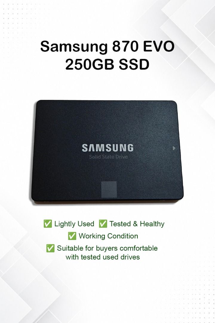 Samsung 870 EVO 250GB SSD - Lightly Used | Tested Working | Samsung SSD