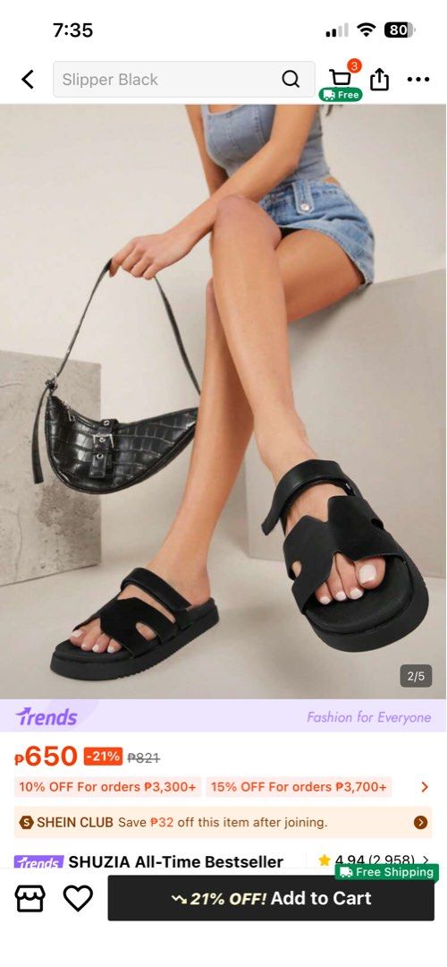 Shein black slide sandals (Category: Flats & Sandals) located in Cavite. Submitted by emory_015 (Listing ID 1435843190, Image 3). Description: Preloved - use once Shein All-Time Bestseller Women's Luxury-Inspired Hook And Loop Cutout Round Toe Soft Footbed Flatform Stiching PU Black Slide Sandals-- Comfort&Versatile Size 7 on tag Keri upto size 8 adjustable strap . Payment first basis ( BPI | GCASH ) ✨ SEND PROOF OF PAYMENT Mode of delivery ( LAL