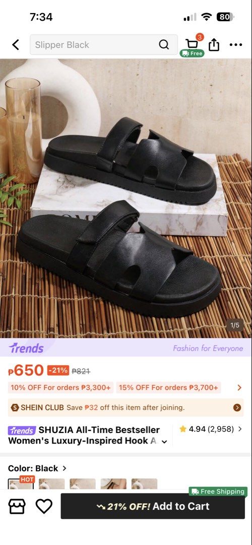 Shein black slide sandals (Category: Flats & Sandals) located in Cavite. Submitted by emory_015 (Listing ID 1435843190, Image 1). Description: Preloved - use once Shein All-Time Bestseller Women's Luxury-Inspired Hook And Loop Cutout Round Toe Soft Footbed Flatform Stiching PU Black Slide Sandals-- Comfort&Versatile Size 7 on tag Keri upto size 8 adjustable strap . Payment first basis ( BPI | GCASH ) ✨ SEND PROOF OF PAYMENT Mode of delivery ( LAL
