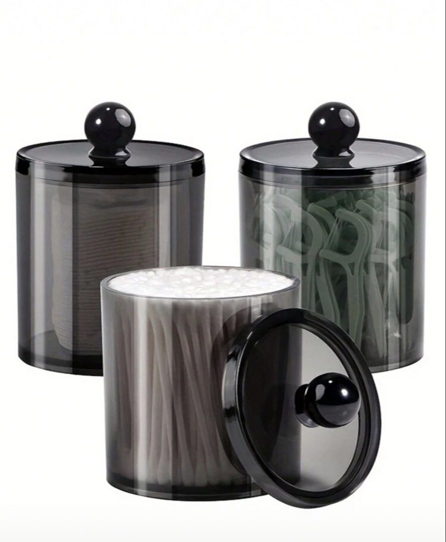 Smoked Acrylic Storage Jars with Lids