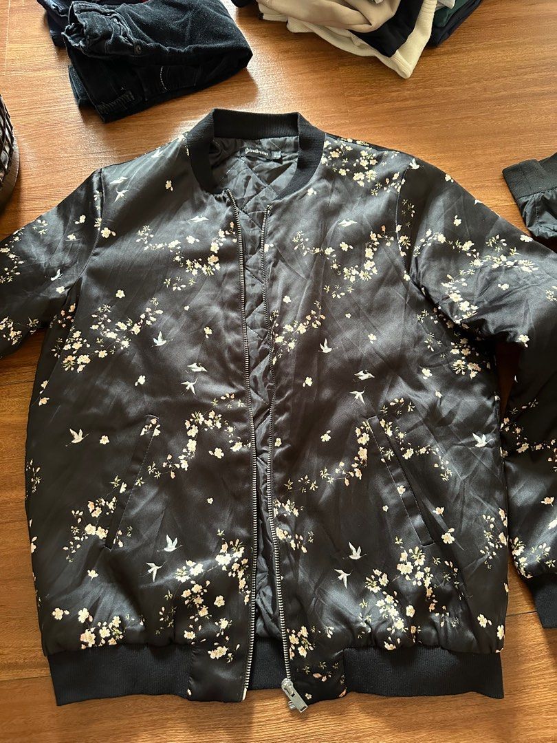 Stradivarius Bomber Jacket Floral (Category: Coats, Jackets and Outerwear) located in Cabuyao City. Submitted by mgcleaned (Listing ID 1435731242, Image 1). Description: seldom used. RFS: decluttering as-is pls see pics SIZE MEDIUM .