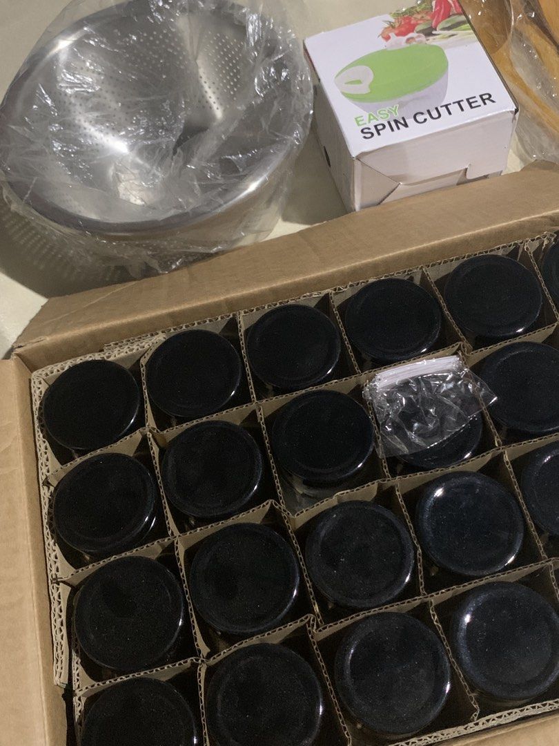 take all (Category: Cookware & Accessories) located in Manila. Submitted by donna.fernandez20 (Listing ID 1435796312, Image 2). Description: itake all,all items are brandnew never been used -24 pcs glass jar 220ml -big glass jar -wooden sandok set 4 pcs -stainless strainer -measuring cul -spin cutter need funds,lalamove and pickup only since madame to and mabigat.