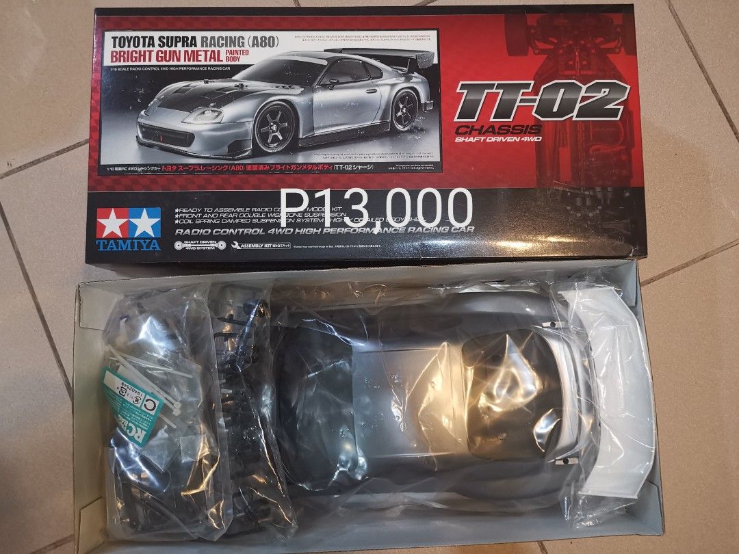 Tamiya TT-02 Chassis RC Car (Category: Remote Control Toys) located in Manila. Submitted by genesis11_21 (Listing ID 1435818733, Image 3). Description: 58703 Au Tom's GR Supra Torque Tuned Motor TT02 (P6500) 58597 ENEOS Sustina Rcf TT02 (P12,000) 58619 Petronas Tom's Rcf TT02 (P12,000) 58574 Gazoo Racing TRD 86 TT02 (P13,000) 58694 Toyota GR 86 TT motor TT02 (P6,000) 58743 Toyota Celica GT-FOUR TT motor w esc TT02 (P7500) 47433 Toyota SUPRA Racin