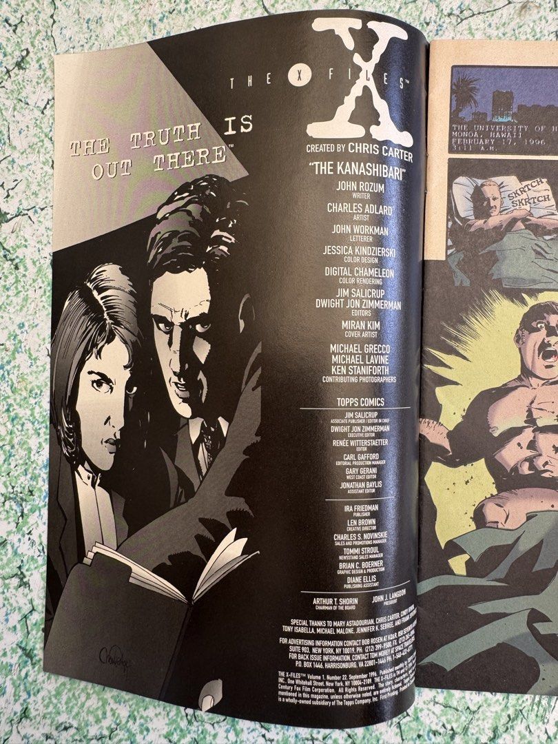 The X-Files Comic Book #22 (Category: Comics & Manga) located in San Juan City. Submitted by redgecollection (Listing ID 1435768467, Image 2). Description: For UFO and X-Files collectors - The X-Files #22 comic book. - Features the story "The Kanashibari" by Chris Carter. - Art by John Rozum, Charles Adlard, and Miran Kim. - Published by Topps Comics..
