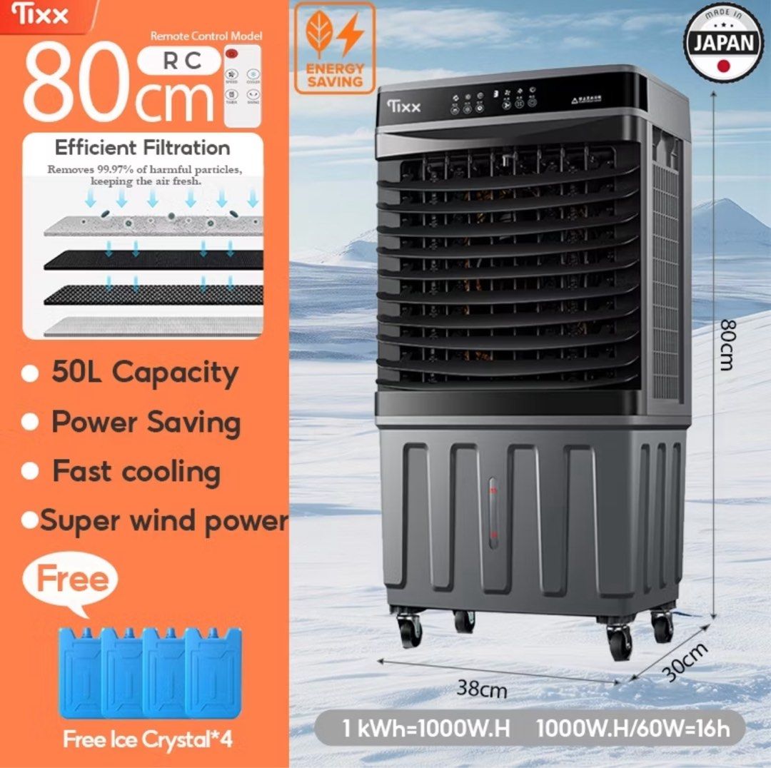 Tixx Air Cooler 50L Capacity with Remote (Category: Air Conditioning and Heating) located in Quezon City. Submitted by SomeThingsMustGo.ph (Listing ID 1435907445, Image 1). Description: Brand New Tixx Air Cooler –50L Large Capacity Water Tank –3 Gear Wind Adjustment –Touch Button & Remote –360° Rotating Wheel Mobile –Energy-Saving & Fast Cooling –With Free Ice Crystals 4* ₱2,699 📍Novaliches, QC You can pickup personally or book thru Lalamove.