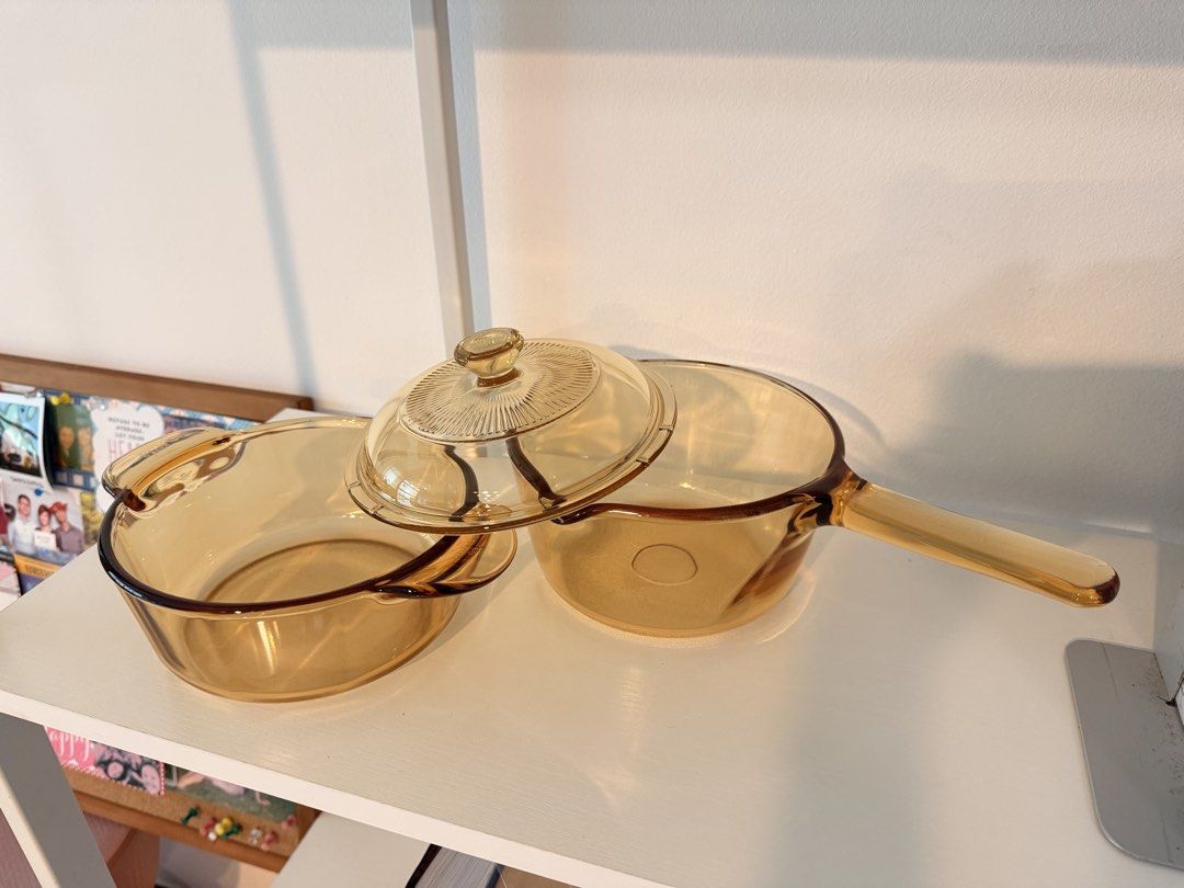 Vintage Amber Glass Cookware Set444061644720056323