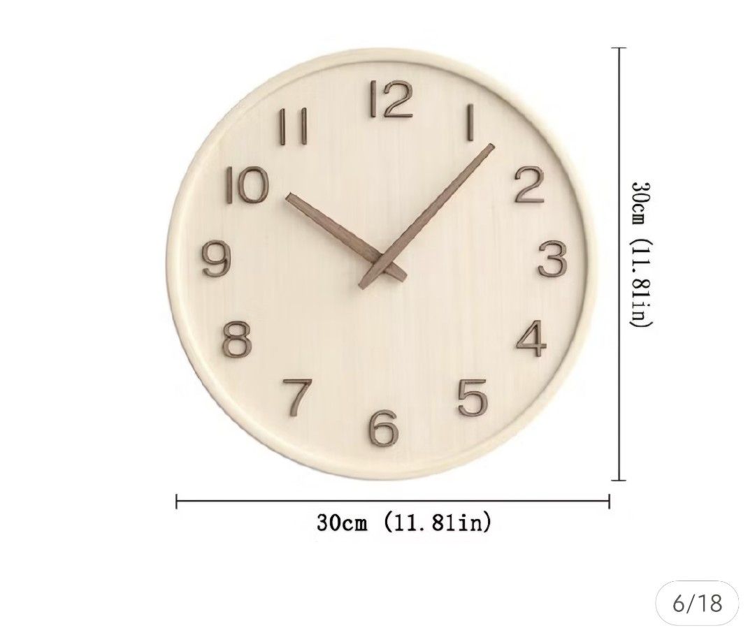 Wooden Wall Clock - 30cm Diameter444040525644441602