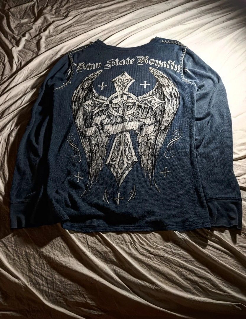 Y2k Raw State Afflicton Redemption Vintage Archive (Category: Tshirts & Polo Shirts ) located in Caloocan City. Submitted by chungussss7 (Listing ID 1435889590, Image 1). Description: raw state redemption ACTUAL PRICE 2.2K gcash or wise j&t shipping dimes - 20x28 L on tag issue - some pinholes and signs of usage DM for questions.