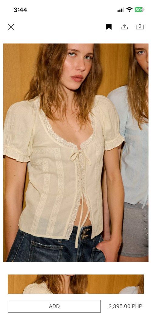 Zara Embroided Gauze Shirt (Category: Blouses) located in Manila. Submitted by 27sells (Listing ID 1435818695, Image 1). Description: • Bought last month only! • Really pretty but a little loose on me kahit XS na ☹️ • Wore once only • Bought for ₱2,395.