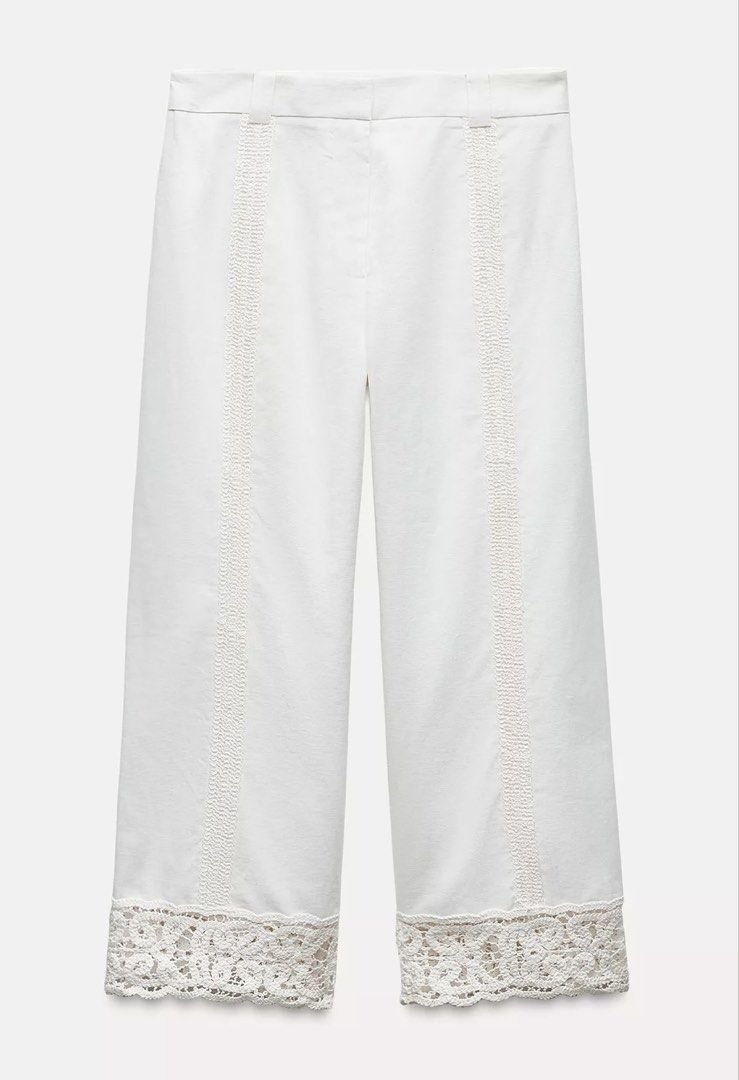 Zara linen blend crochet trousers (Category: Other Bottoms) located in Quezon City. Submitted by roseela (Listing ID 1435823515, Image 1). Description: - Size Extra Small -used but in good condition (used only once or twice) - MOP GCash or BDO -LOC: Quezon city.