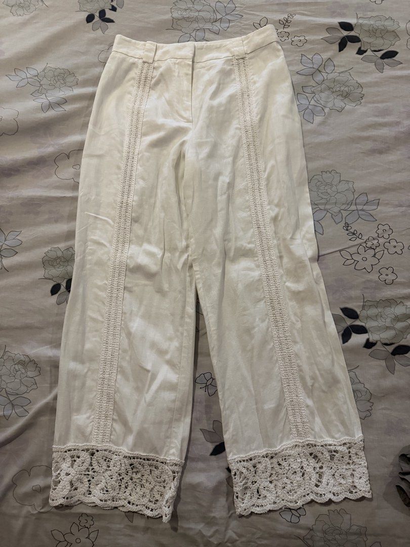 Zara linen blend crochet trousers (Category: Other Bottoms) located in Quezon City. Submitted by roseela (Listing ID 1435823515, Image 2). Description: - Size Extra Small -used but in good condition (used only once or twice) - MOP GCash or BDO -LOC: Quezon city.