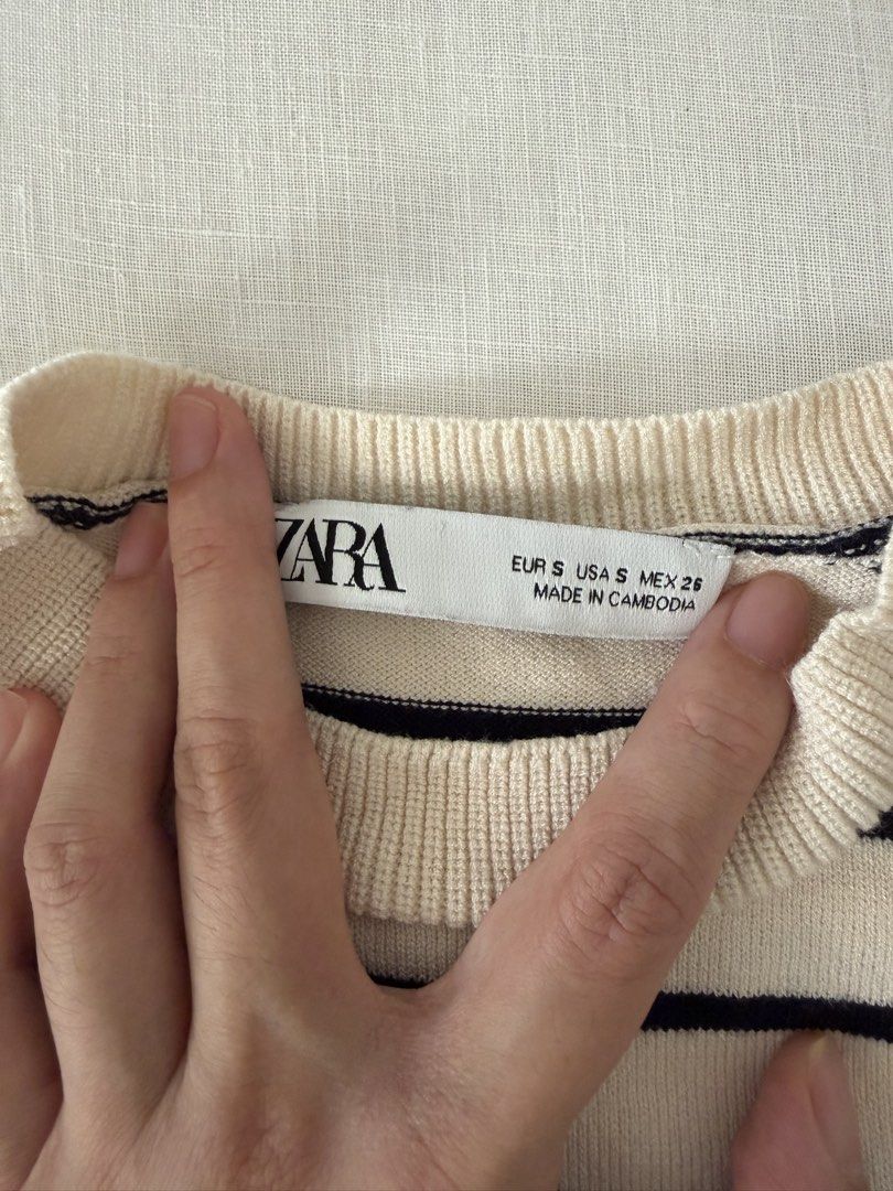 Zara Striped Sweater (Category: Longsleeves) located in Taguig. Submitted by serialdeclutterer (Listing ID 1435803315, Image 2). Description: In good condition, worn a few times with care RFS: Too many striped sweaters.