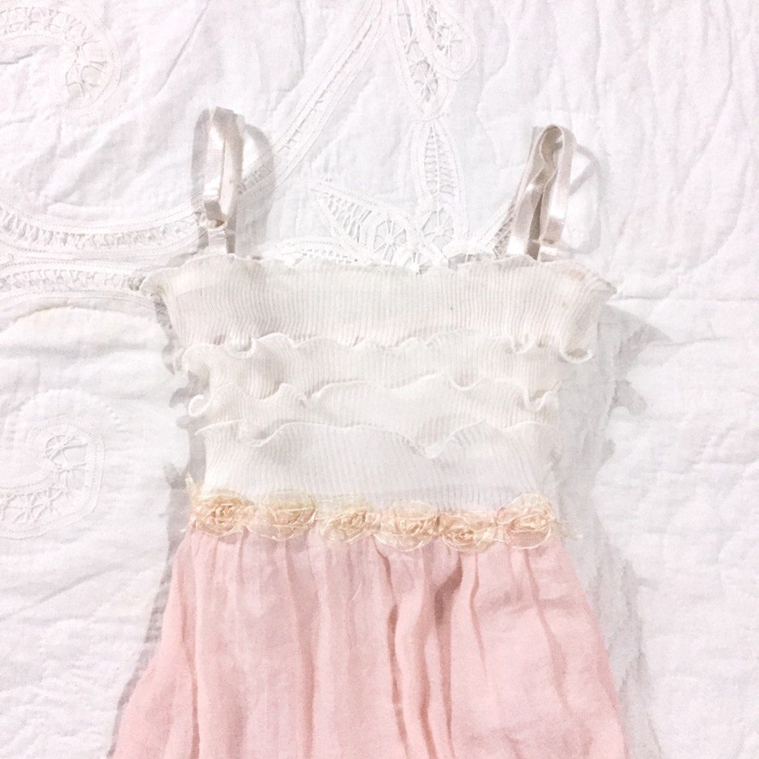 ˖ ִֶָ🐇་༘ babydoll top peachy baby pink coquette kawaii mori kei sawako jfashion himekaji cottagecore lace camisole milkmade cute angel soft girl delicate aesthetic elegant classy y2k kiddie style anime girl hachi nana fairy (Category: Blouses) located in Makati City. Submitted by _ceestuff (Listing ID 1440879979, Image 2). Description: ˖ ִֶָ🐇་༘ kawaii baby doll peachy pink NO WW NO COD NO ISSUE prettier in person! (xs-m) l: 24 adjustable strap!