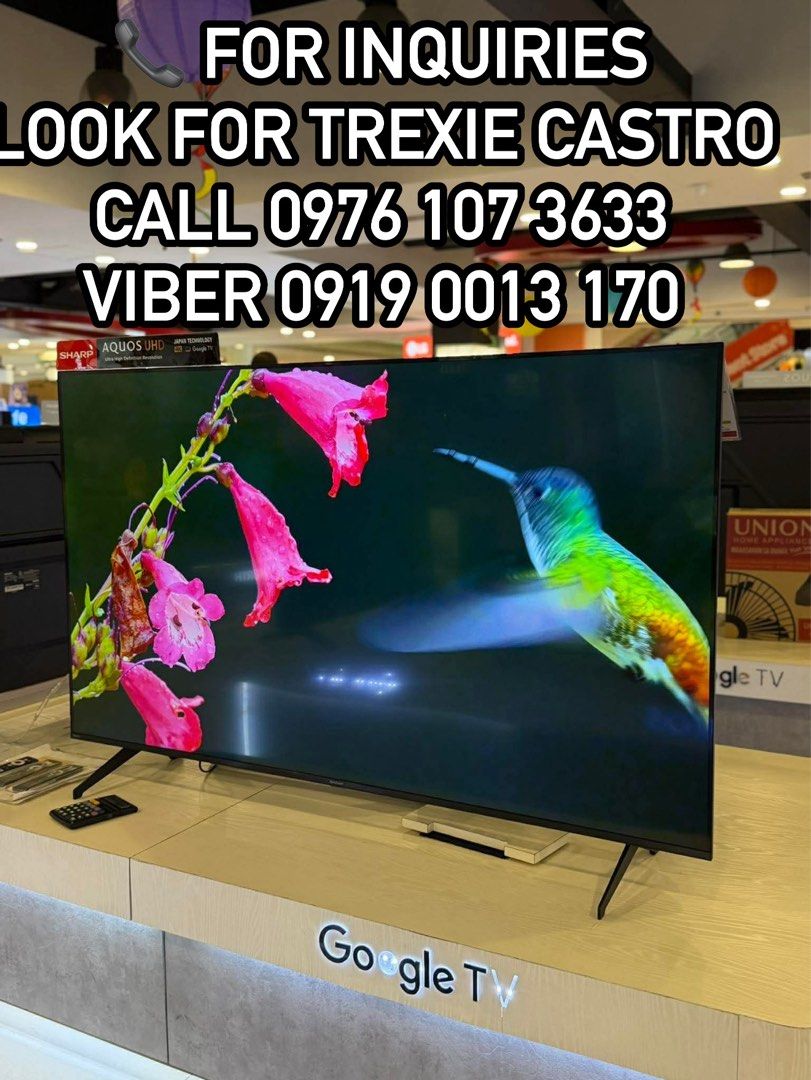 🔷 SHARP 4K UHD GOOGLE TV / SHARP SMART TV / SHARP 4K UHD TV 🔷 (Category: TV) located in Caloocan City. Submitted by ms.trexiecastro (Listing ID 1440831489, Image 1). Description: 🔷 SHARP 4K UHD GOOGLE TV / SHARP SMART TV / SHARP 4K UHD TV 🔷 4K/UHD GOOGLE TV NEW MODEL 4T-C50HJ6000X - 20,400 4T-C55HJ6000X - 22,500 4T-C65HJ6000X - 34,700 QLED 4K GOOGLE TV 4TC55HL6500X - 30,400 4TC65HL6500X - 38,900 SMART TV 2T-C32GF2000X - 10,400 2T-C43GF2000X -
