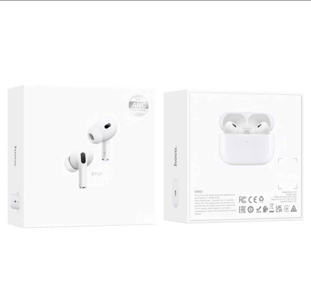 Airpods pro 2 hoco (Category: Earphones) located in Singapore. Submitted by noblerabbit-88709d (Listing ID 1440935999, Image 1). Description: - HOCO EW51 Wireless Earbuds - Slide to adjust volume - Transparent and Strong noise cancellation mode to hear surroundings - Charging case makes a sound for easy locating - Supports magnetic wireless charging - Convenient and fast charging.