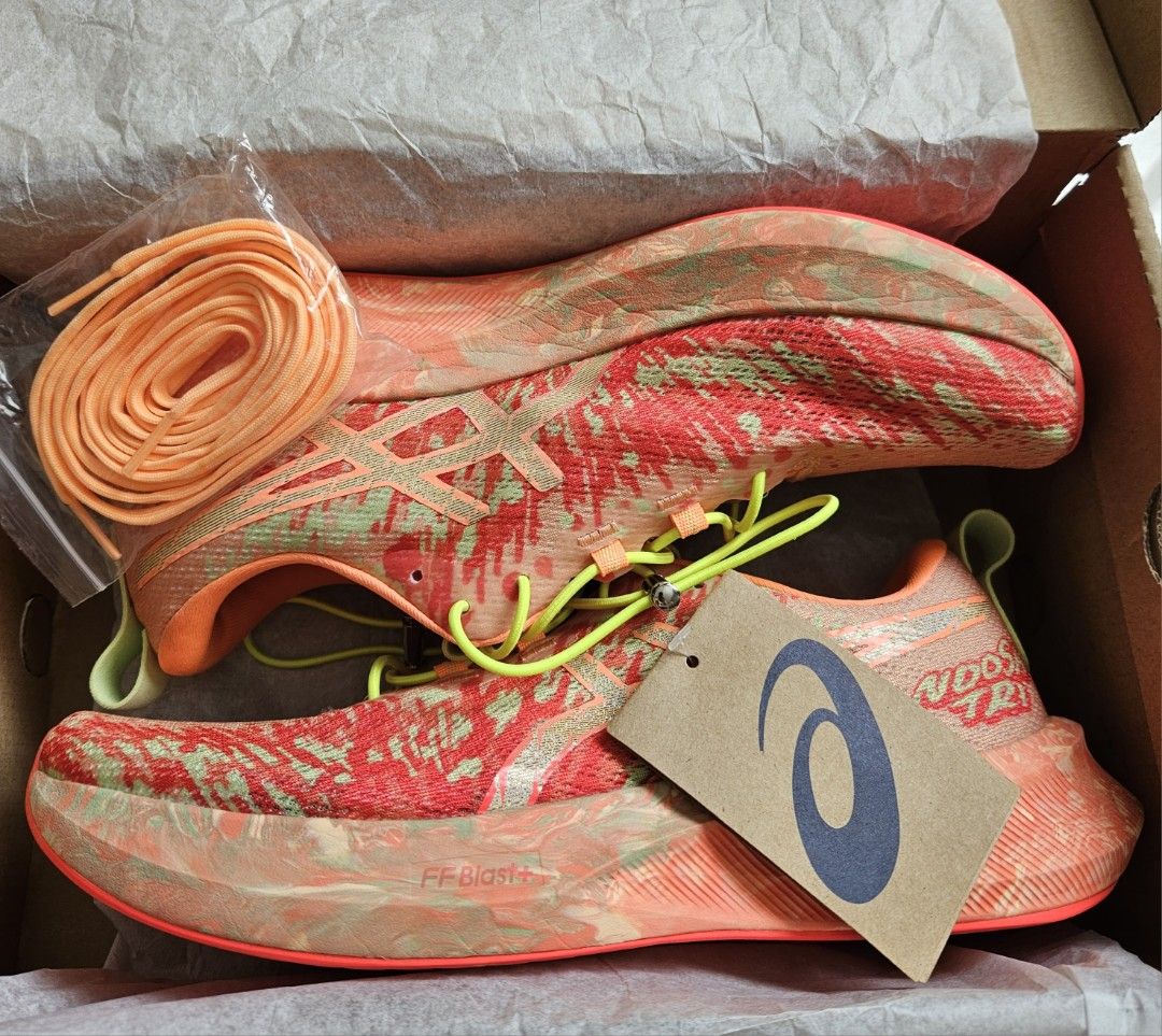ASICS NOOSA TRI 16 Running Shoes Orange Glow/Flash Red Yellow Lume (Category: Sneakers) located in Singapore. Submitted by carbootsale (Listing ID 1440790931, Image 1). Description: - ASICS Noosa Tri 16 running - Striking Orange Glow Flash Red & Lume colorway - Lightweight breathable knit upper - Responsive FF Blast+ foam.