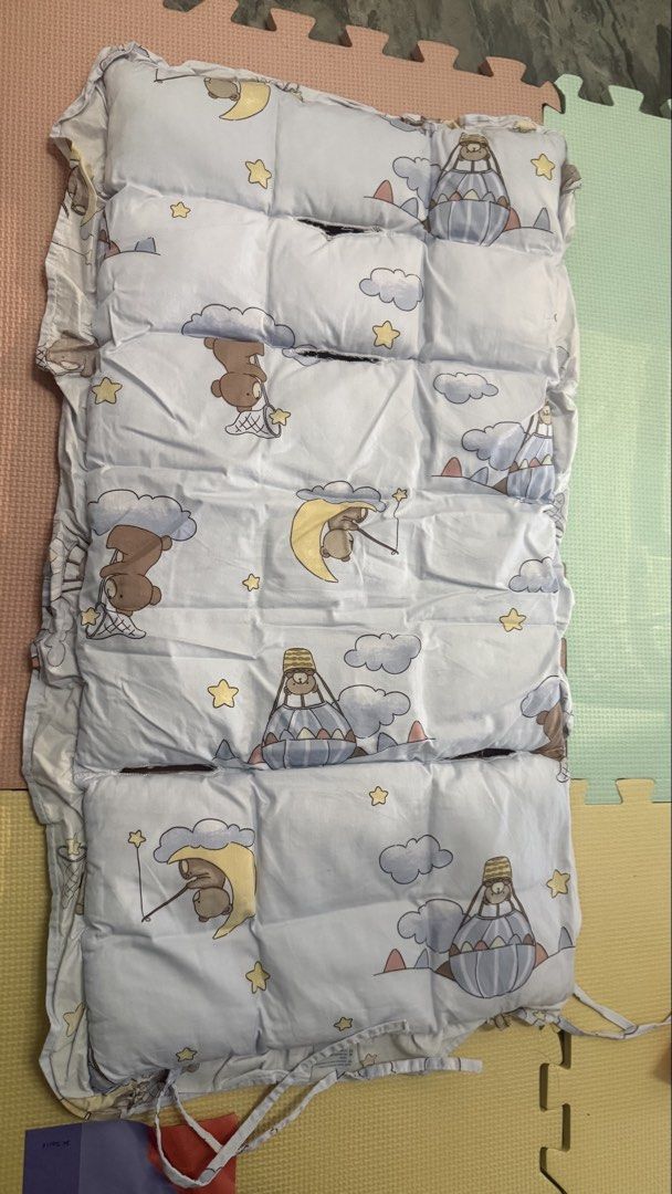 Stroller Cushion Baby Sleeping Mat (Category: Bed Guards) located in Marilao. Submitted by rchlltmn25 (Listing ID 1440793584, Image 1). Description: - Light blue baby stroller extra cushion or can be a sleeping mat - Adorable print: bears, moons, stars, and clouds - Includes ties at the bottom for secure placement Location: Lambakin, Marilao - Perfect for naps and travel - Folds easily for portability.