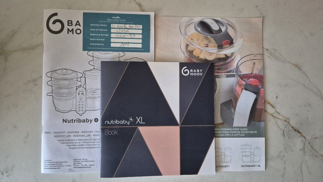 [NEGOTIABLE] Babymoov Nutribaby XL (Category: Weaning & Toddler Feeding) located in Pasig City. Submitted by hsyap (Listing ID 1440846337, Image 3). Description: Babymoov Nutribaby+ XL - 6in1 blender, steamer, food processor - gently used for 4 months (Feb-May 2026) - complete accessories, including manuals and box - still under warranty until Nov 2026 - RFS: baby prefers BLW style instead of purees - price: 11,000 +sf, slightly negotiable - ship