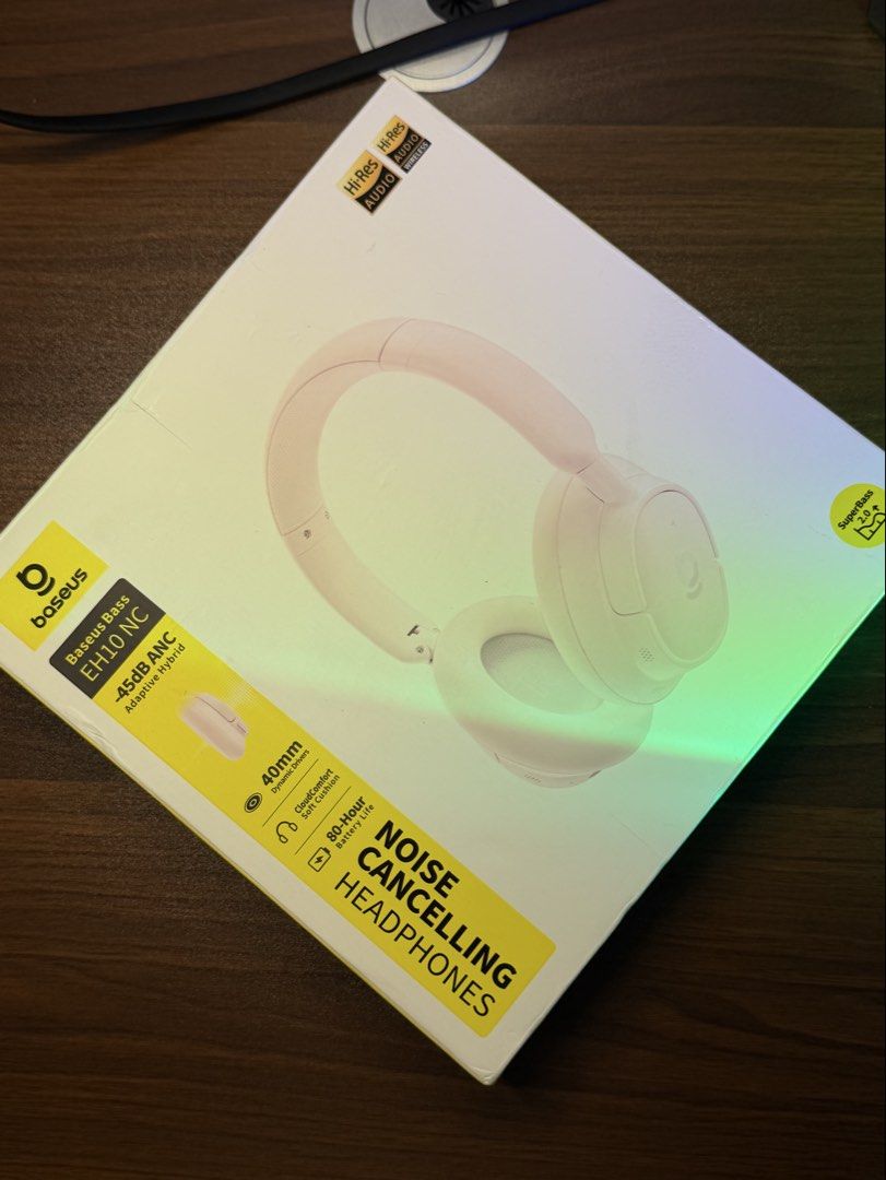 Baseus EH10 NC Noise Cancelling Headphones (Category: Headphones & Headsets) located in Bacolod City. Submitted by BWMCAROUSEL (Listing ID 1440907896, Image 2). Description: - Baseus EH10 NC Noise Cancelling Headphones - Adaptive Hybrid ANC with -45dB noise reduction - 40mm dynamic drivers for superior sound quality - Extended battery life: Up to 80 hours of playtime - Plush, comfortable earcups for long listening sessions - Comes in original, un