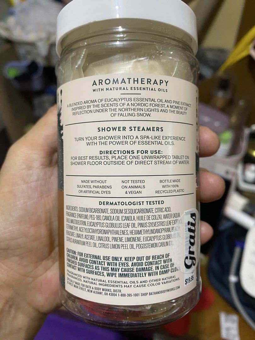 Bath & Body Works Aromatherapy Shower Steamers (Category: Bath) located in Cavite. Submitted by momrocks (Listing ID 1440897309, Image 2). Description: Eucalyptus pine With natural essential oils Turn your shower into a spa-like experience with the power of essential oils 6 tablets Authentic .