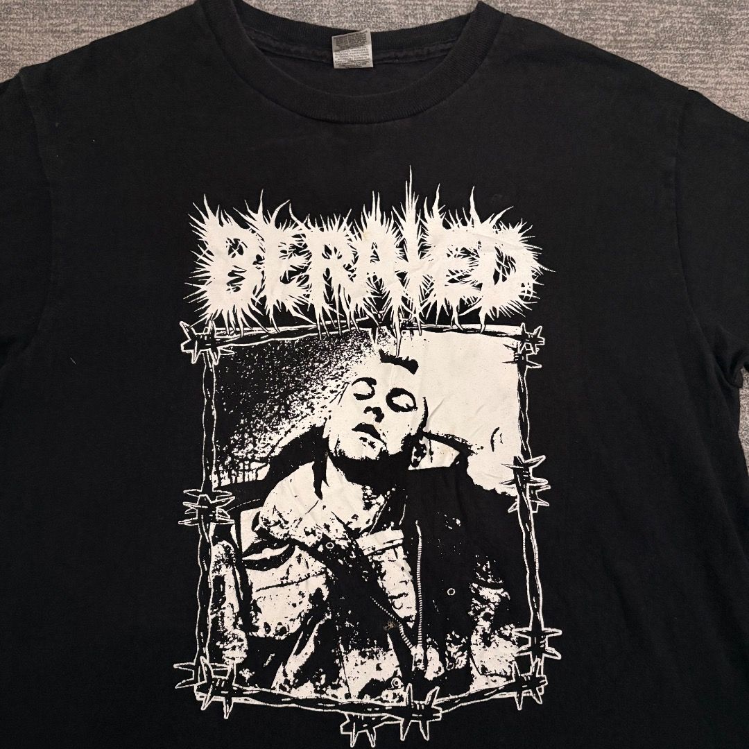 Berated Band Shirt (Category: Shirts) located in Calamba. Submitted by bermuda.ph (Listing ID 1440827515, Image 2). Description: The shirt displays the name of the band Berated, which is a musical group.The garment appears to be a standard cotton crewneck style.Merchandise for this band includes various albums and EPs released as recently as 2023..
