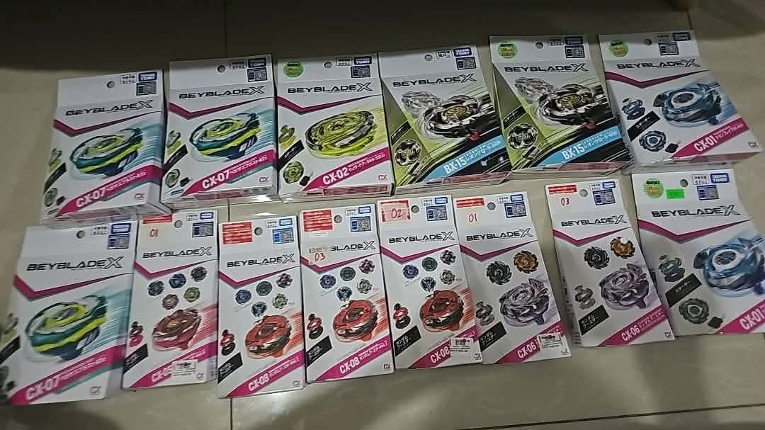 Beyblade X Sealed (Category: Action & Battle Toys) located in Makati City. Submitted by maigeruelg54917 (Listing ID 1440878884, Image 1). Description: Cx-07 PegasusBlast 1050 Cx-02 WizardArc 1050 Bx-15 Leon Claw 1000 Cx-01 DranBrave 1000 Cx-08 CerberusFlame 1200 Cx-08 PerceusDark 1000 Cx-06 FoxBrush01 900.