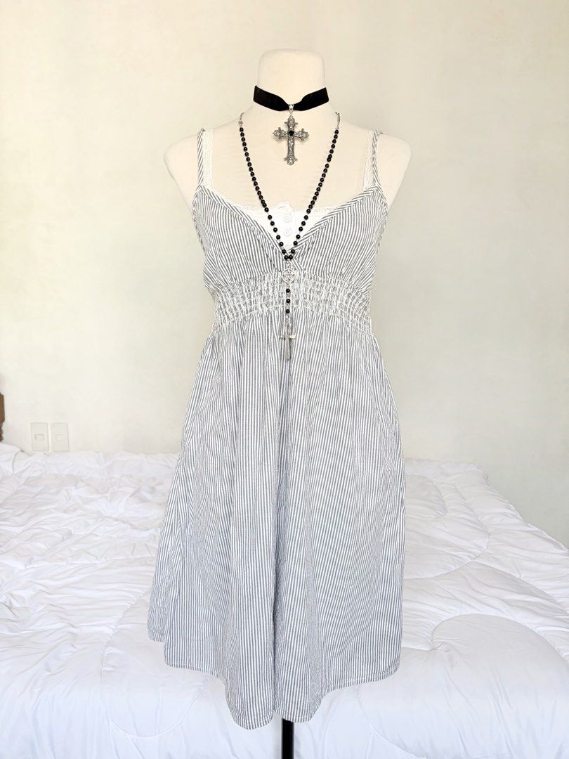 Blue and White Stripes Mini Dress (Category: Dresses) located in Bambang. Submitted by gigisells_ (Listing ID 1440913703, Image 3). Description: s-m length 29”.