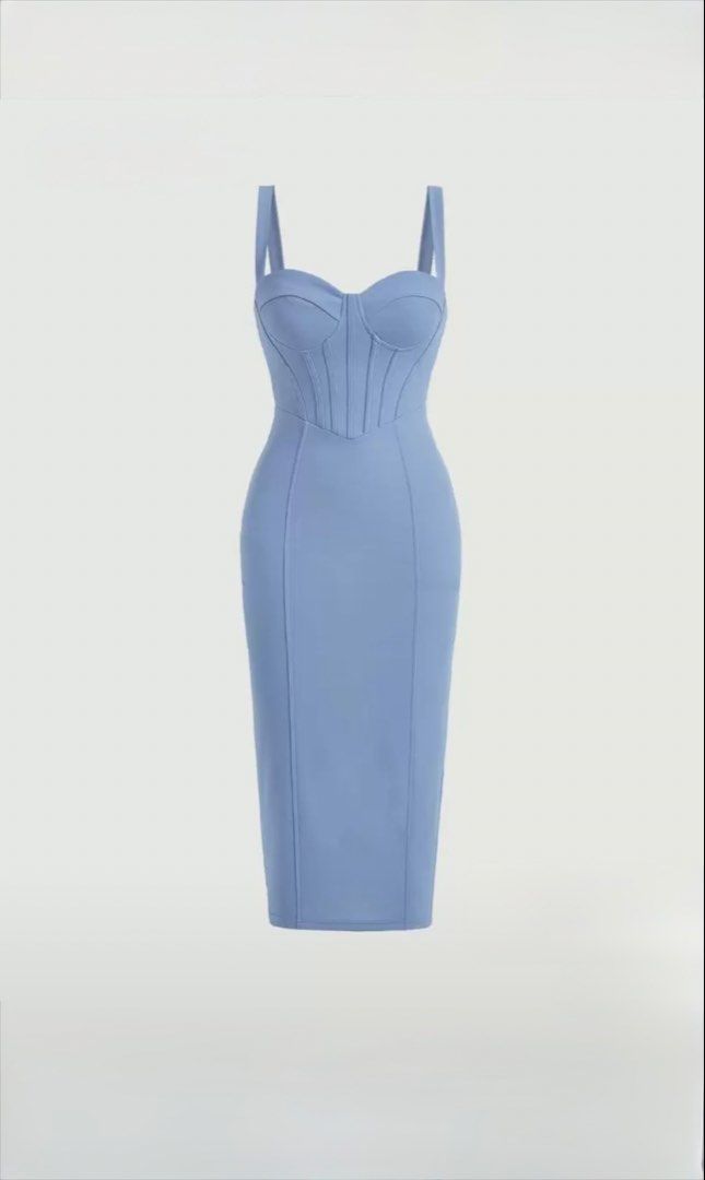 Blue Corset Midi Dress with Straps (Category: Dresses) located in Cabanatuan. Submitted by midaxadim (Listing ID 1440787720, Image 1). Description: - Blue midi dress - Corset bust and straps - Fitted silhouette - Ideal for a night out or special occasion -this is new but there’s a small fabric snag.