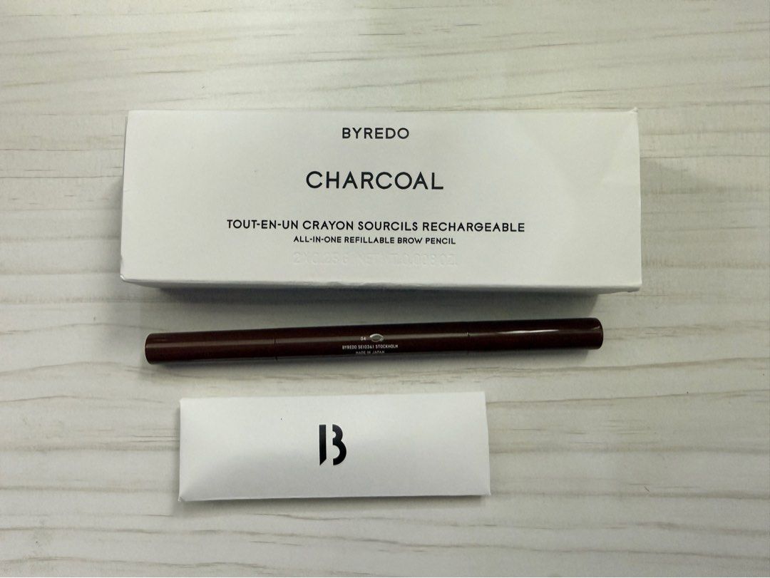 BYREDO Charcoal All-In-One Refillable Brow Pencil (Category: Makeup) located in Muntinlupa City. Submitted by thediviners (Listing ID 1440865420, Image 1). Description: - BYREDO Charcoal Brow Pencil - All-in-one refillable design - Includes original packaging and small card - Ideal for defining brows - Easy to use and apply.