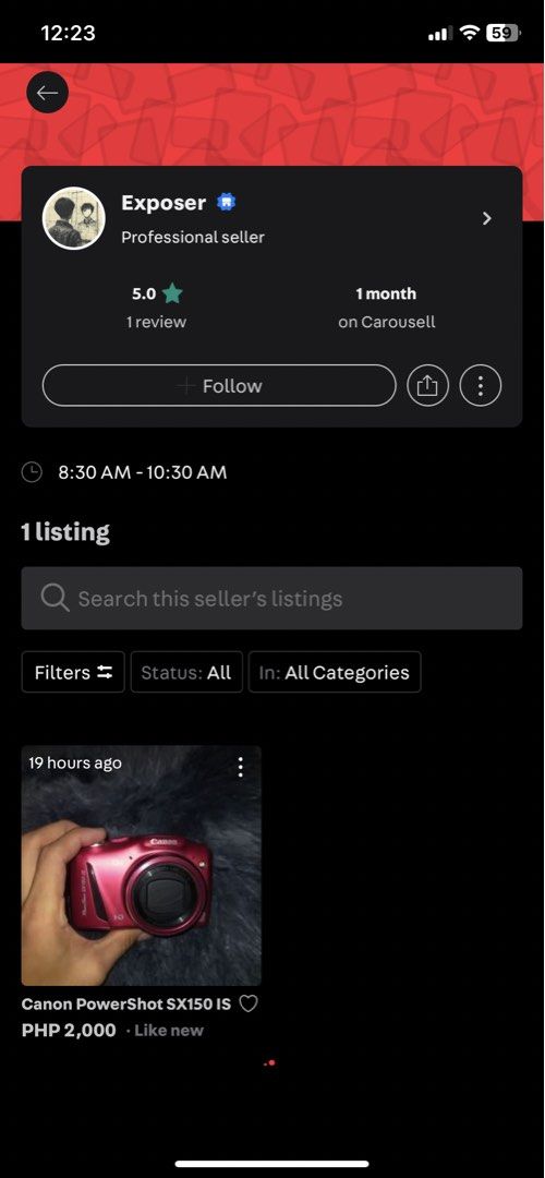 Canon PowerShot SX150 IS ( SCAM AWARENESS) (Category: Cameras) located in Naga. Submitted by minmin_lab (Listing ID 1440794180, Image 1). Description: Please be aware of this account. Scammer po ito! nascam nanamn ako hanep na yan.