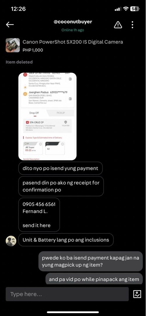 Canon PowerShot SX150 IS ( SCAM AWARENESS) (Category: Cameras) located in Naga. Submitted by minmin_lab (Listing ID 1440794180, Image 3). Description: Please be aware of this account. Scammer po ito! nascam nanamn ako hanep na yan.