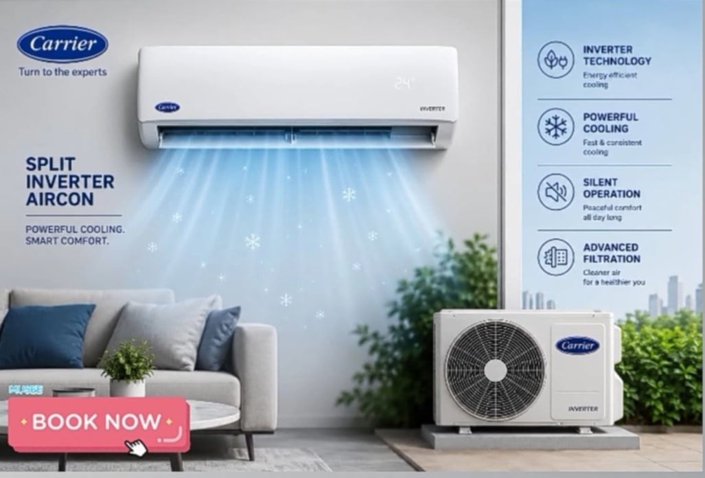 CARRIER AURA INVERTER SPLIT TYPE AIRCON (Category: Air Conditioning and Heating) located in Bayambang. Submitted by gladys062998 (Listing ID 1440829858, Image 1). Description: "Don't let the heat win. Get your new aircon today!" Introducing CARRIER AURA INVERTER📣📣 ✅ INVERTER TECHNOLOGY ✅POWERFUL COOLING ✅SILENT OPERATION ✅ADVANCED FILTRATION 🛡 WARRANTY YOU CAN TRUST: 🛠 1 Year – Comprehensive Parts & Service Warranty 💪 10 Years – Motor Compre