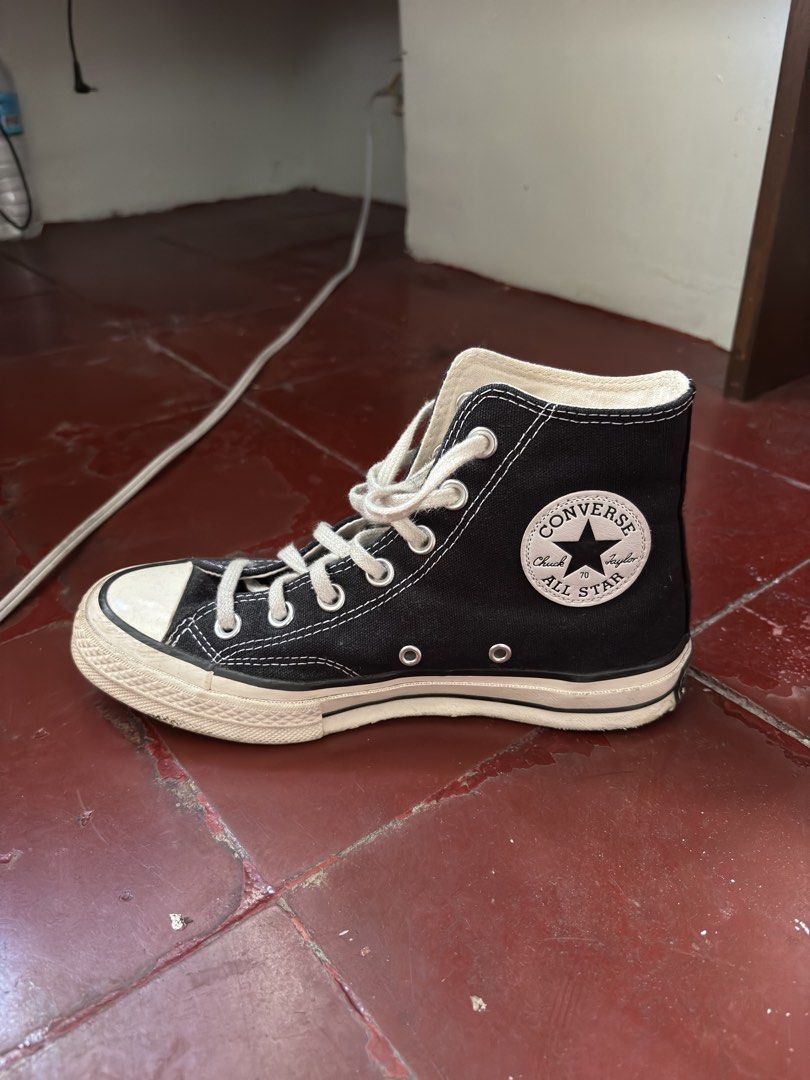 Converse Chuck Taylor All Star High Top Black (Category: Sneakers) located in Manila. Submitted by _.ginny (Listing ID 1440811373, Image 2). Description: - Classic black high-top Converse - Size: 4.5 M / 6.5 W / 4.5 UK / 37 EU / 23.5 CM - RFS: No longer needed - Needs washing lang - w box, authentic, bought from converse official store from 🍊app - MOP: gcash / paymaya - MOD: lalamove (shouldered by the buyer) - intramuros, manila.