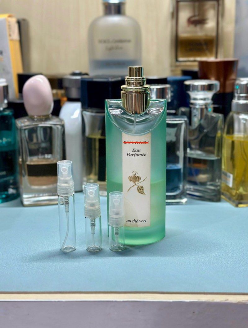 DECANT: Bvlgari Eau Parfumee au the vert EDC (2ml,5ml) (Category: Fragrance & Deodorants) located in Rizal. Submitted by fougere_ (Listing ID 1440852477, Image 1). Description: 100% Authentic Genuine Original. This is an edc and a bvlgri at that, so dont expect it to perform and last like potent extraits. I do not use nor sell counterfeit frags. These aren’t off the shelf decants. I only prepare them after payment is settled, so please allow me a