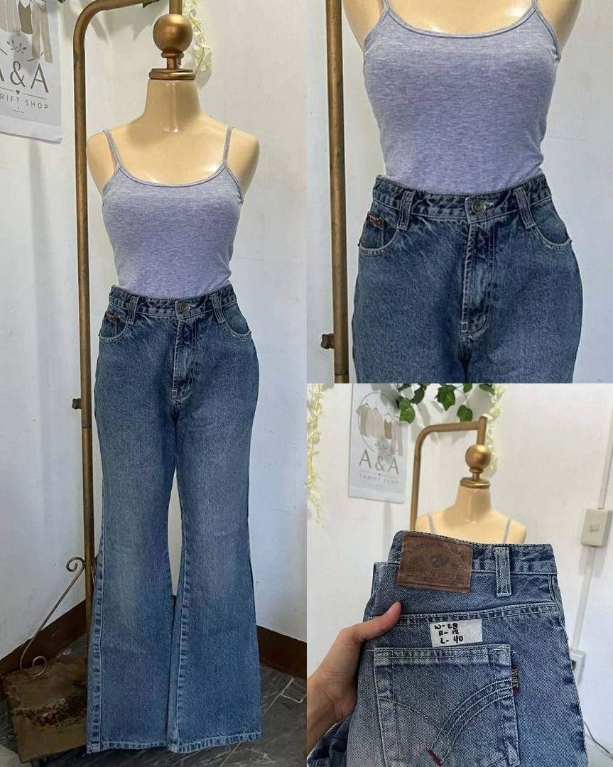 Denim Pants (Category: Jeans) located in Cabuyao City. Submitted by wearitagain_jsthriftshop1998 (Listing ID 1440767393, Image 1). Description: Preloved pants ✨ Good condition Size: W-28 R-12 L-40 DM to claim 📩 Manage expectations — thrifted/preloved clothes may show minimal signs of use..